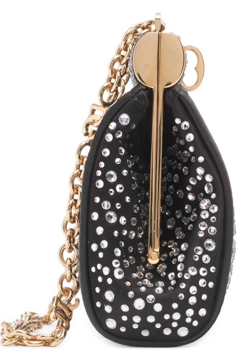 Dolce&Gabbana Marlene Crystal Embellished Satin Shoulder Bag, Alternate, color, Crystal/ Nero