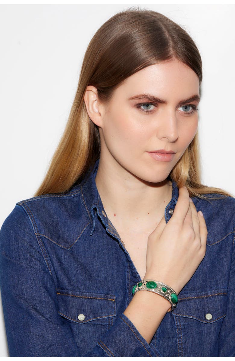 SYLVIA TOLEDANO Byzantin Bracelet, Alternate, color, Silver/ Green