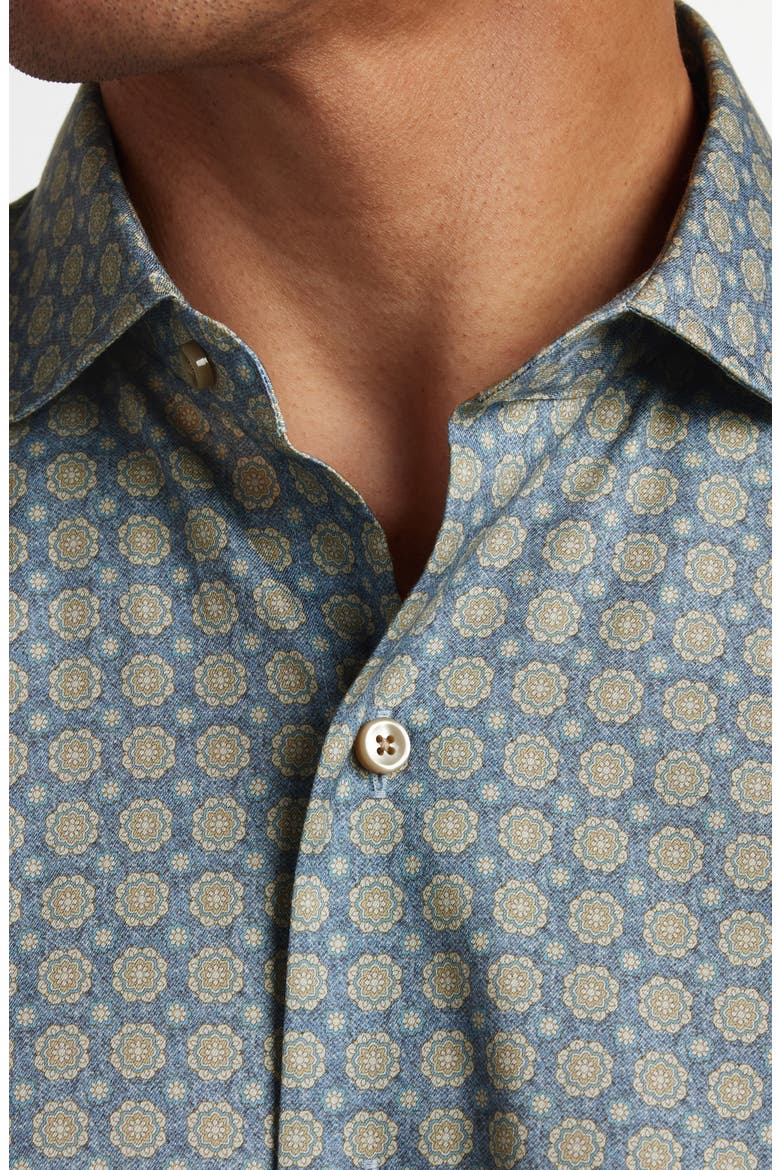 Medallion Print Sport Shirt, Alternate, color, BLUE/ DUNE