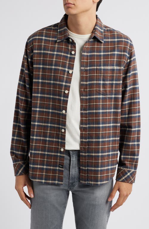 Rails Forrest Plaid Cotton Flannel Button-Up Shirt in Hickory Blue Melange 