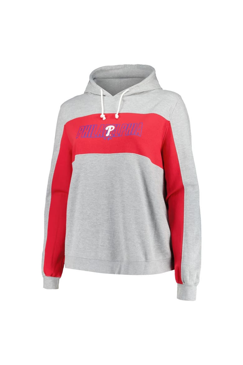 Women's Profile Heather Gray Philadelphia Phillies Plus Size Pullover Jersey Hoodie, Alternate, color, Heather Gray
