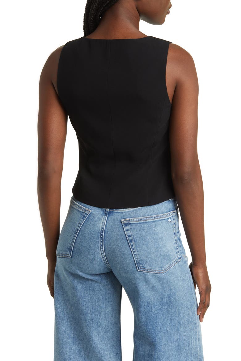 Mariana Crepe Vest, Alternate, color, BLACK