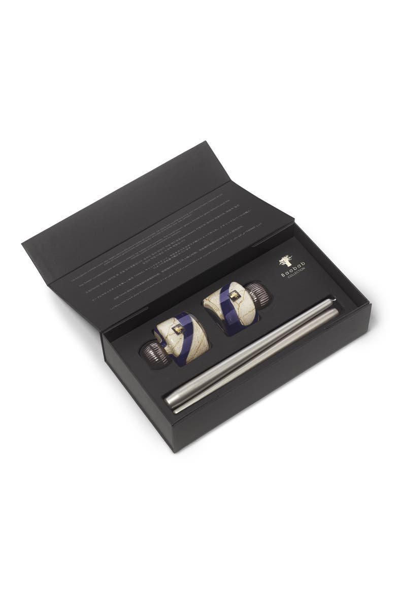 Twins Stones Taper Candles & Candleholders Set, Alternate, color, LAZULI