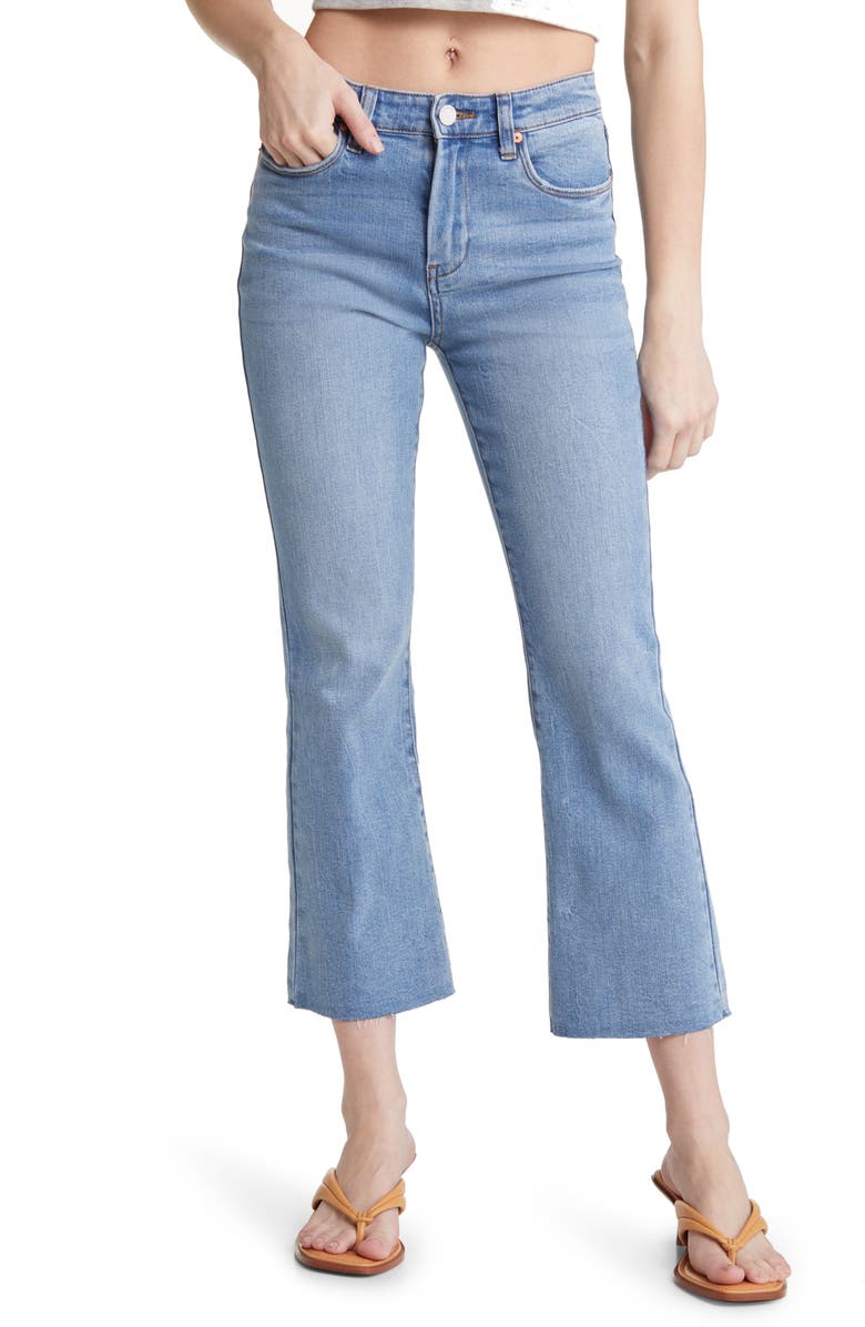 BLANKNYC Mid Rise Raw Hem Kick Flare Organic Cotton Jeans, Main, color, 
