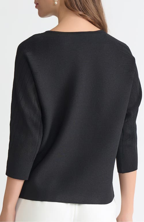 Kasper Boat Neck Dolman Sleeve Sweater In Black