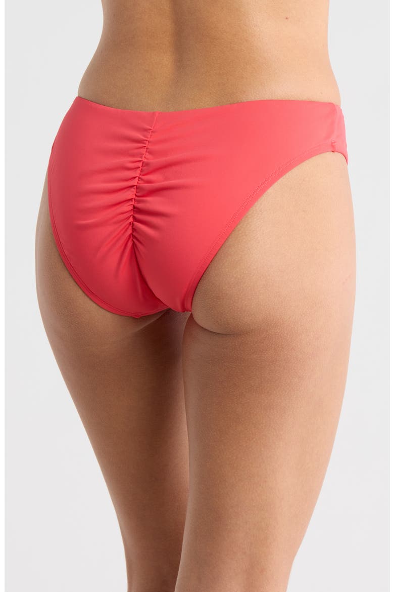 Island Goddess Ruched Bikini Bottoms, Alternate, color, GUAVA