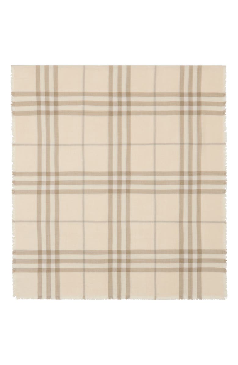 Burberry Medium Check Wool Scarf, Alternate, color, Sesame Beige Check