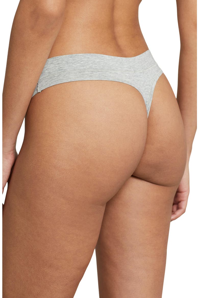 Stretch Cotton Thong, Alternate, color, HEATHER GREY