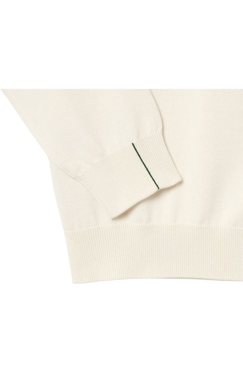 Lacoste Solid Cotton Jersey Crewneck Sweater, Alternate, color, Flour