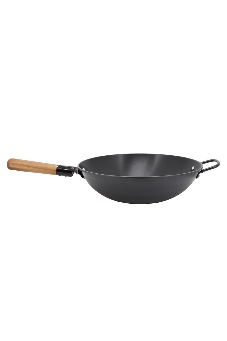 Welton 13.5 Inch Carbon Steel Wok with Wood Handle, Alternate, color, Black
