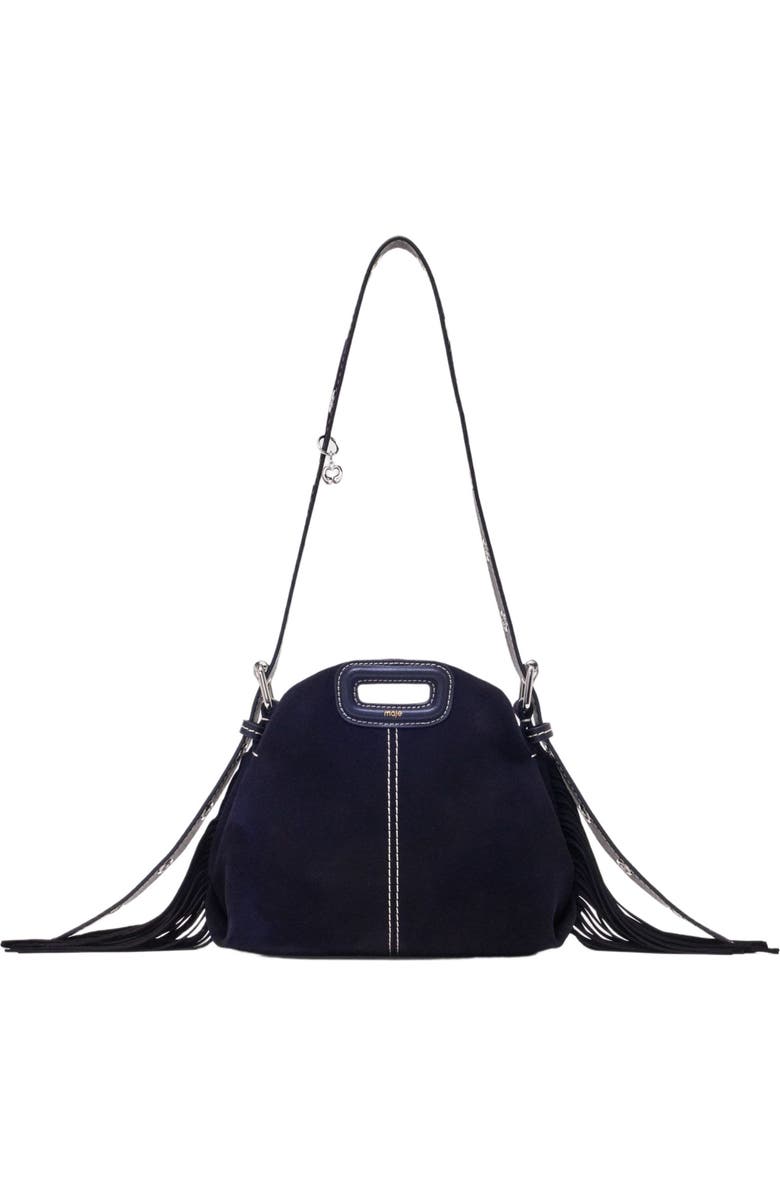 maje Topstitched suede mini Miss M bag, Main, color, Marine Blue