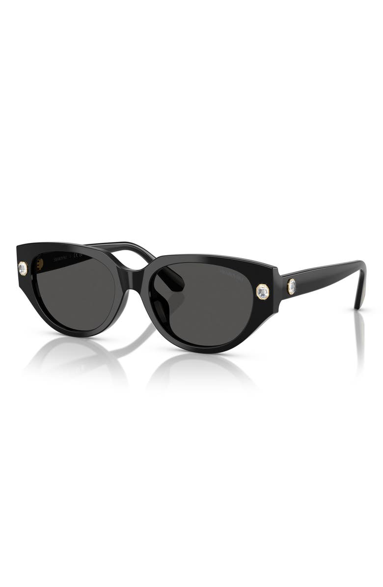 Swarovski 54mm Butterfly Sunglasses, Alternate, color, Black