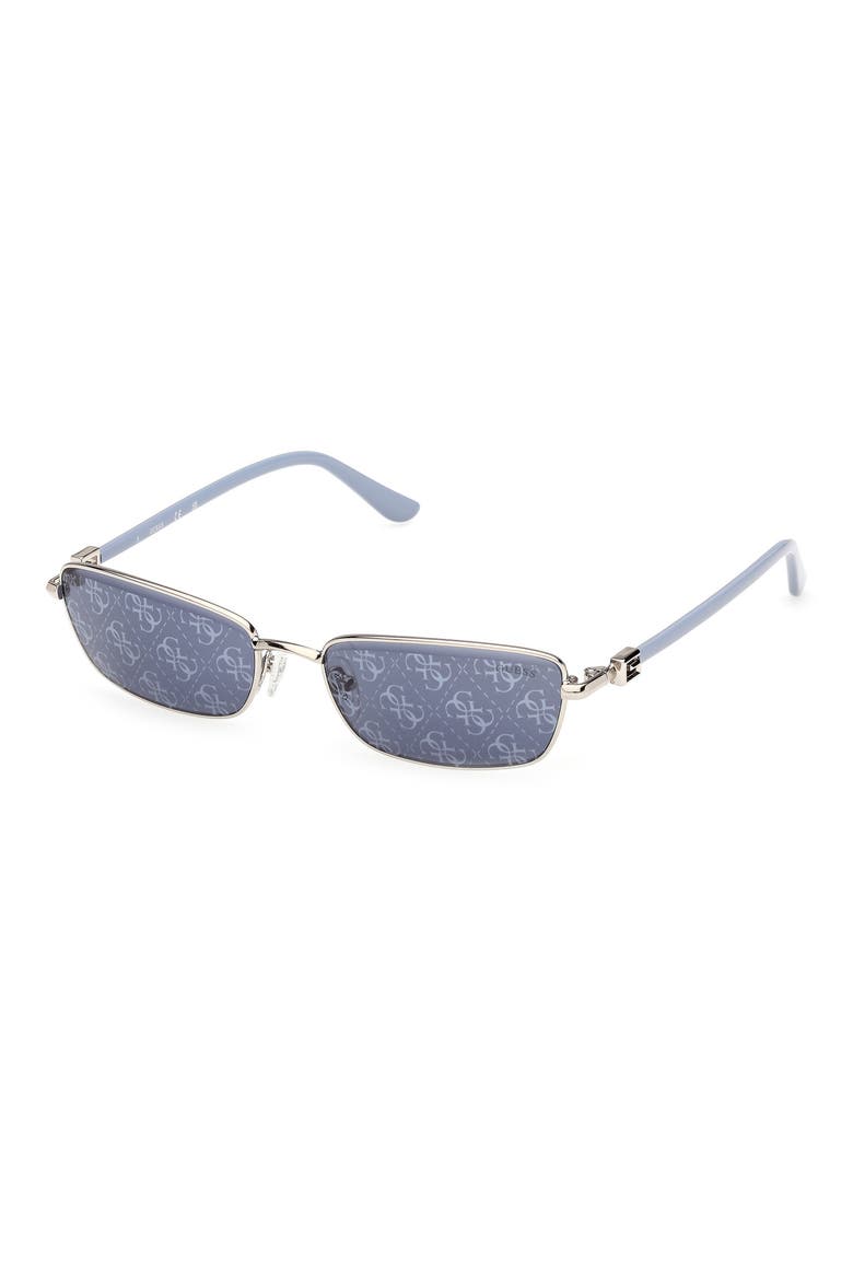 Rectangular Sunglasses, Alternate, color, NICKELTIN / BLUE MIRROR