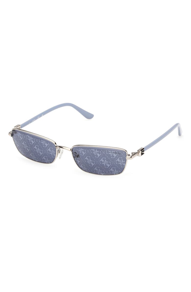 GUESS Rectangular Sunglasses, Alternate, color, Nickeltin / Blue Mirror