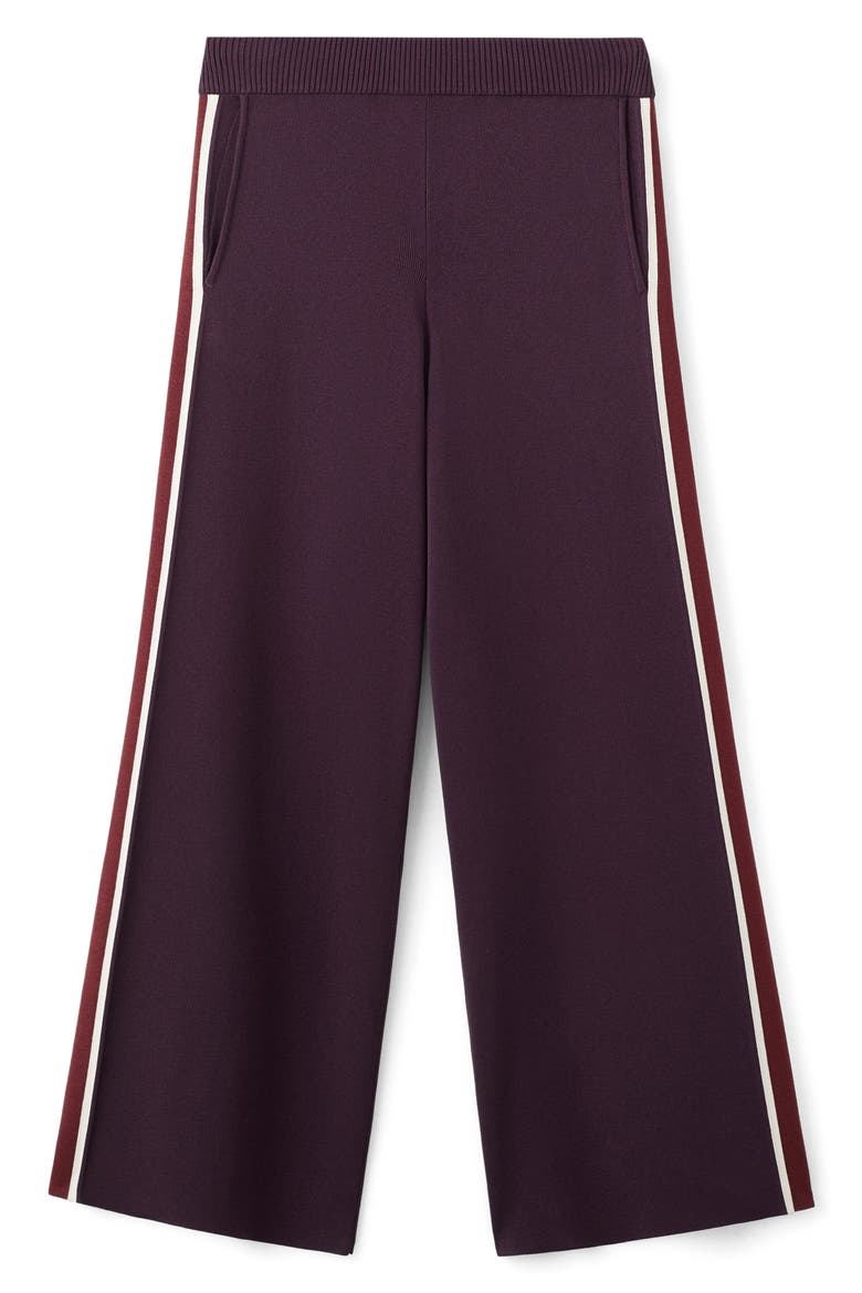Contrast Stripe Knit Pants, Main, color, WINE
