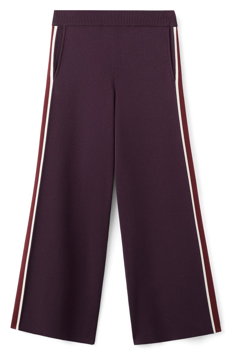 MANGO Contrast Stripe Knit Pants, Main, color, Wine