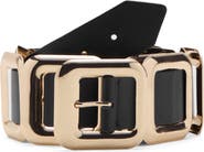 MANGO Square Hardware Leather Belt