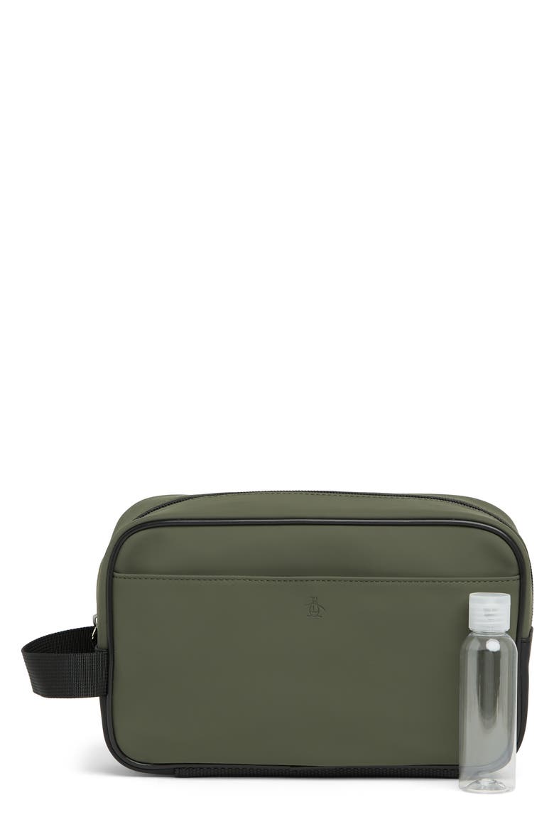 Rubber Zip Top Dopp Kit, Main, color, OLIVE