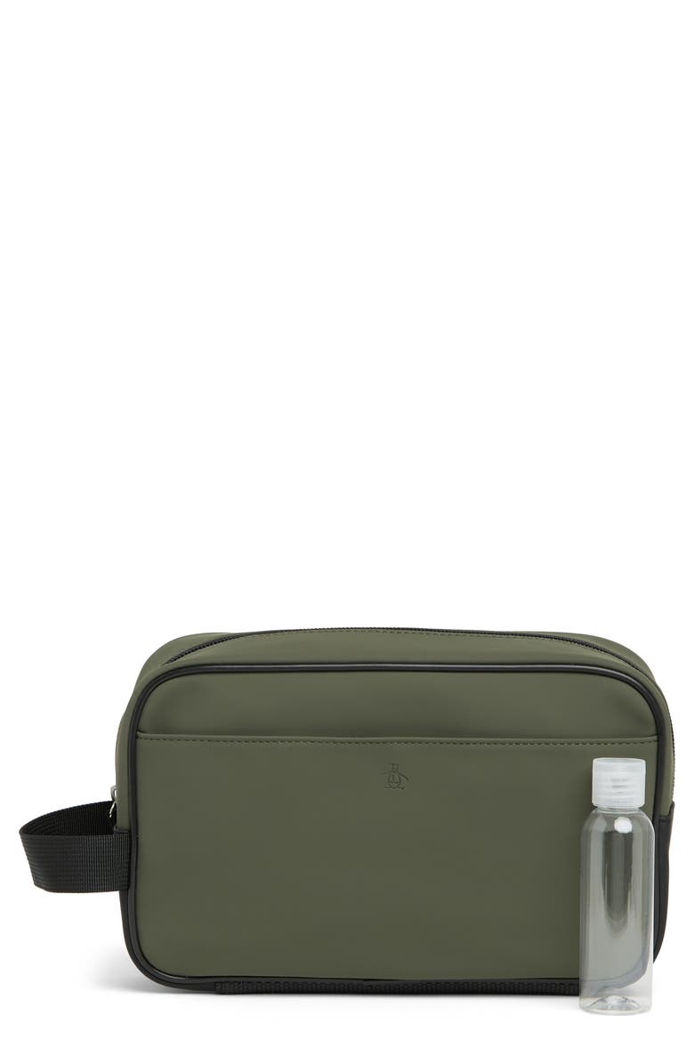 Original Penguin Rubber Zip Top Dopp Kit, Main, color, Olive