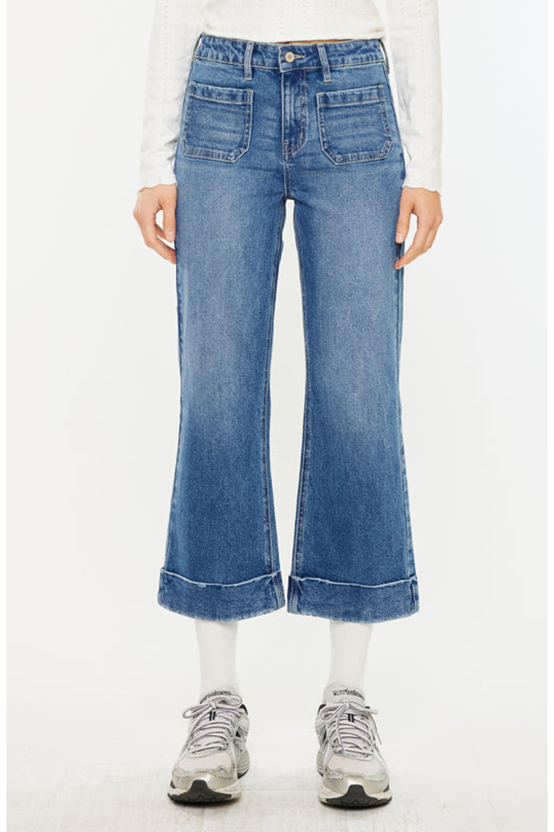 Angelina High Rise Cropped Flare Jeans, Main, color, Medium Wash