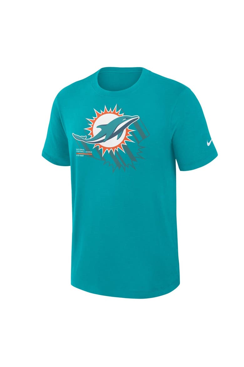 Men's Nike Aqua Miami Dolphins Left End Run Slub Performance T-Shirt, Alternate, color, Aqua