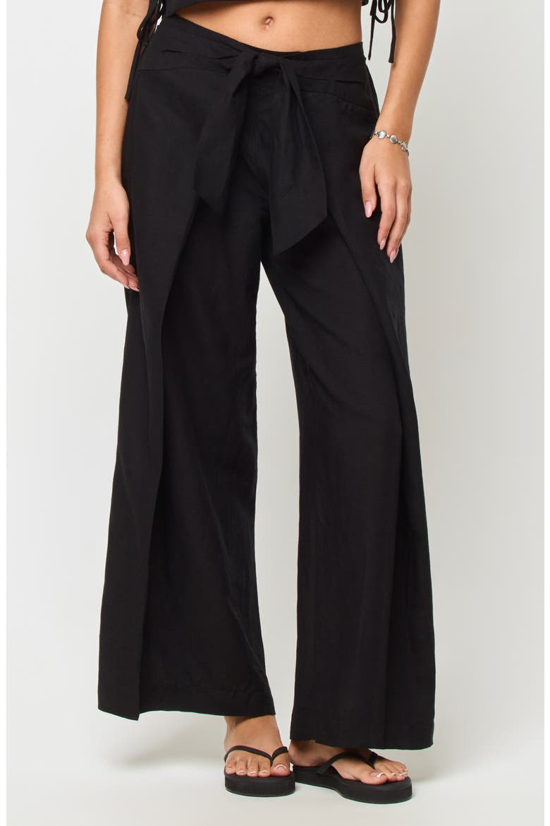 Rylee Wide Leg Cover-Up Pants, Main, color, BLACK