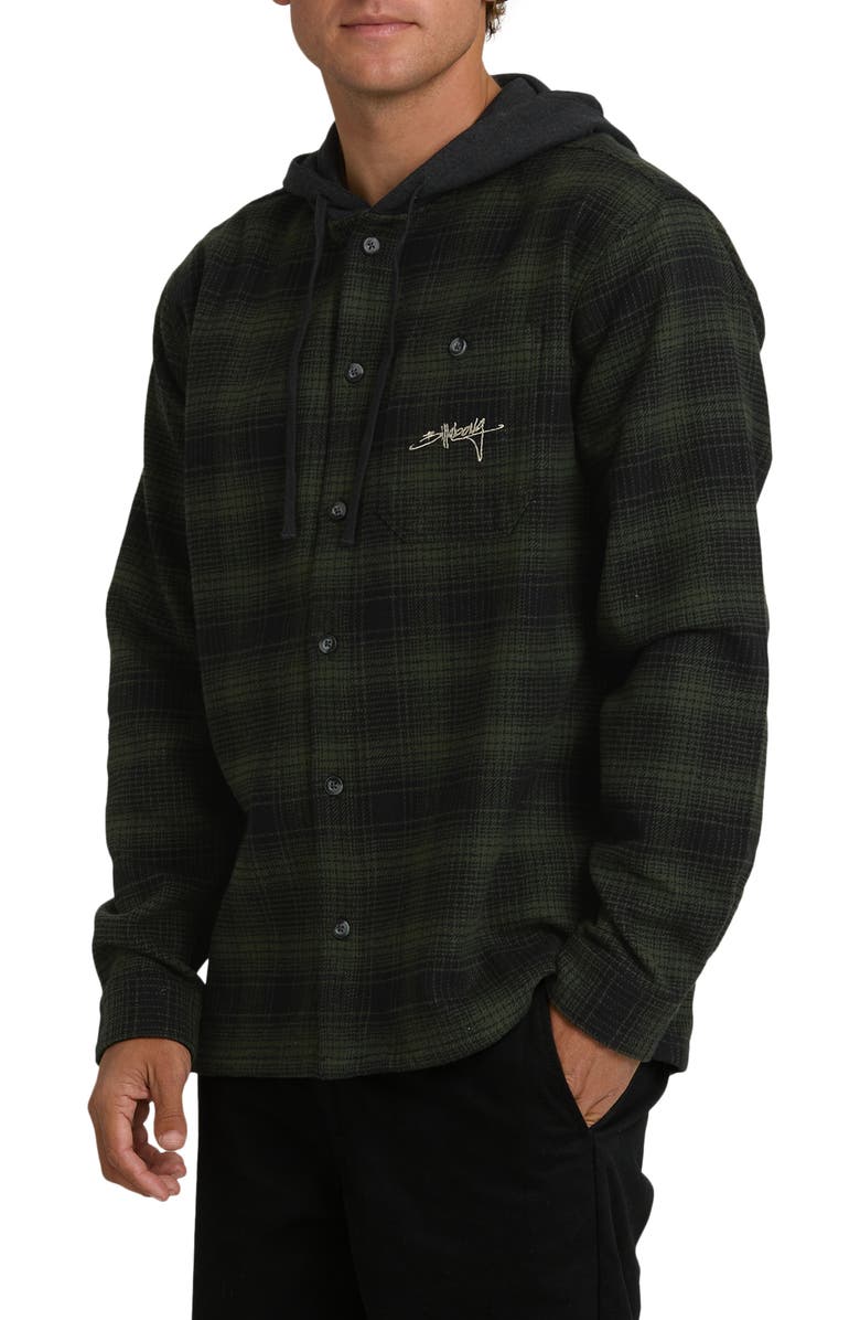 Billabong Baja Sur Plaid Hooded Cotton Flannel Button-Up Shirt, Alternate, color, 