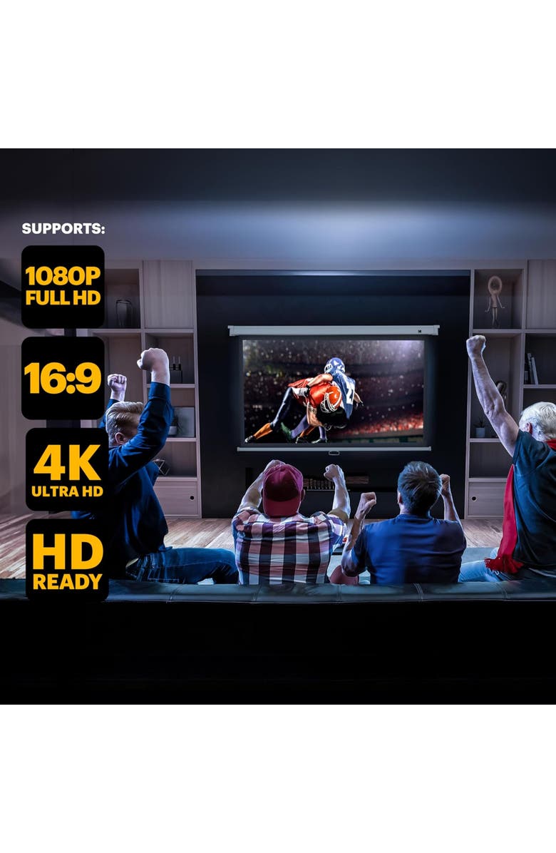 Kodak 80 Manual Pull Down Projector Screen, Large 169 Retractable Projector Screen, Alternate, color, Black