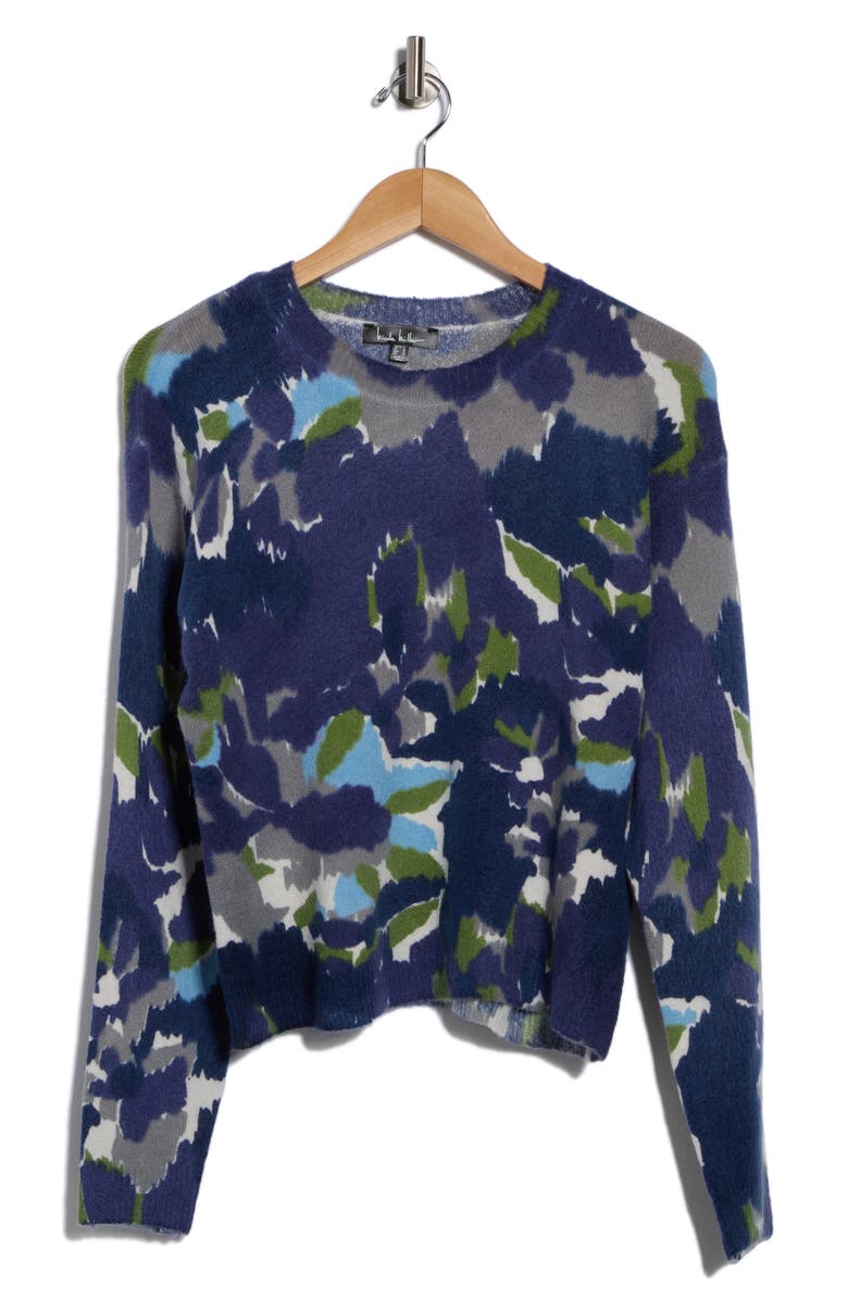 Nicole Miller Floral Crewneck Crop Sweater, Alternate, color, 