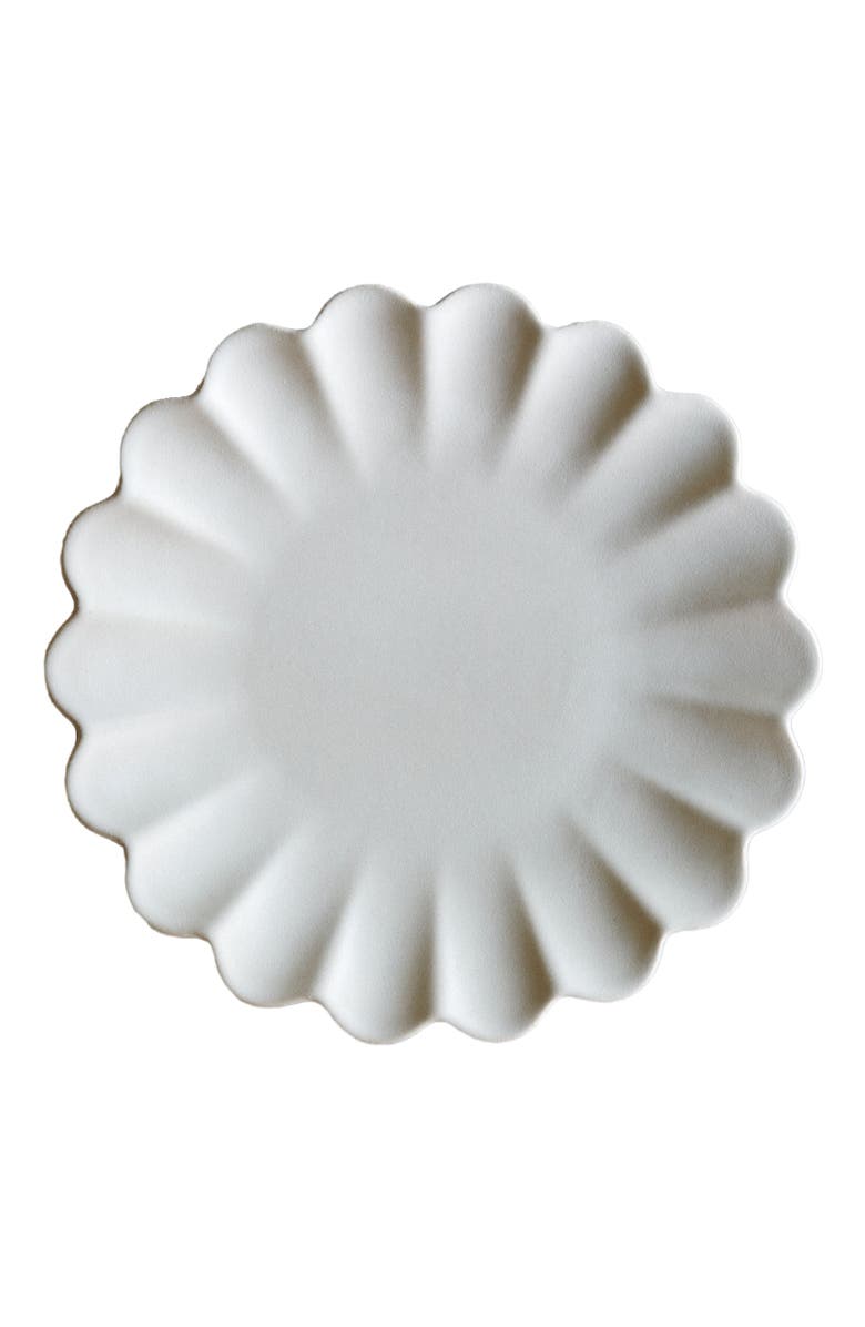 LEMIEUX ET CIE Dhalia Stoneware 4-Piece Dinner Plate Set, Alternate, color, White