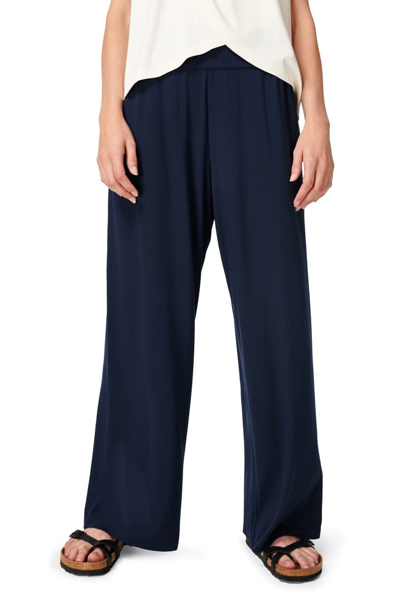 High Waist Wide Leg Stretch Modal Pants, Main, color, NAVY BLUE