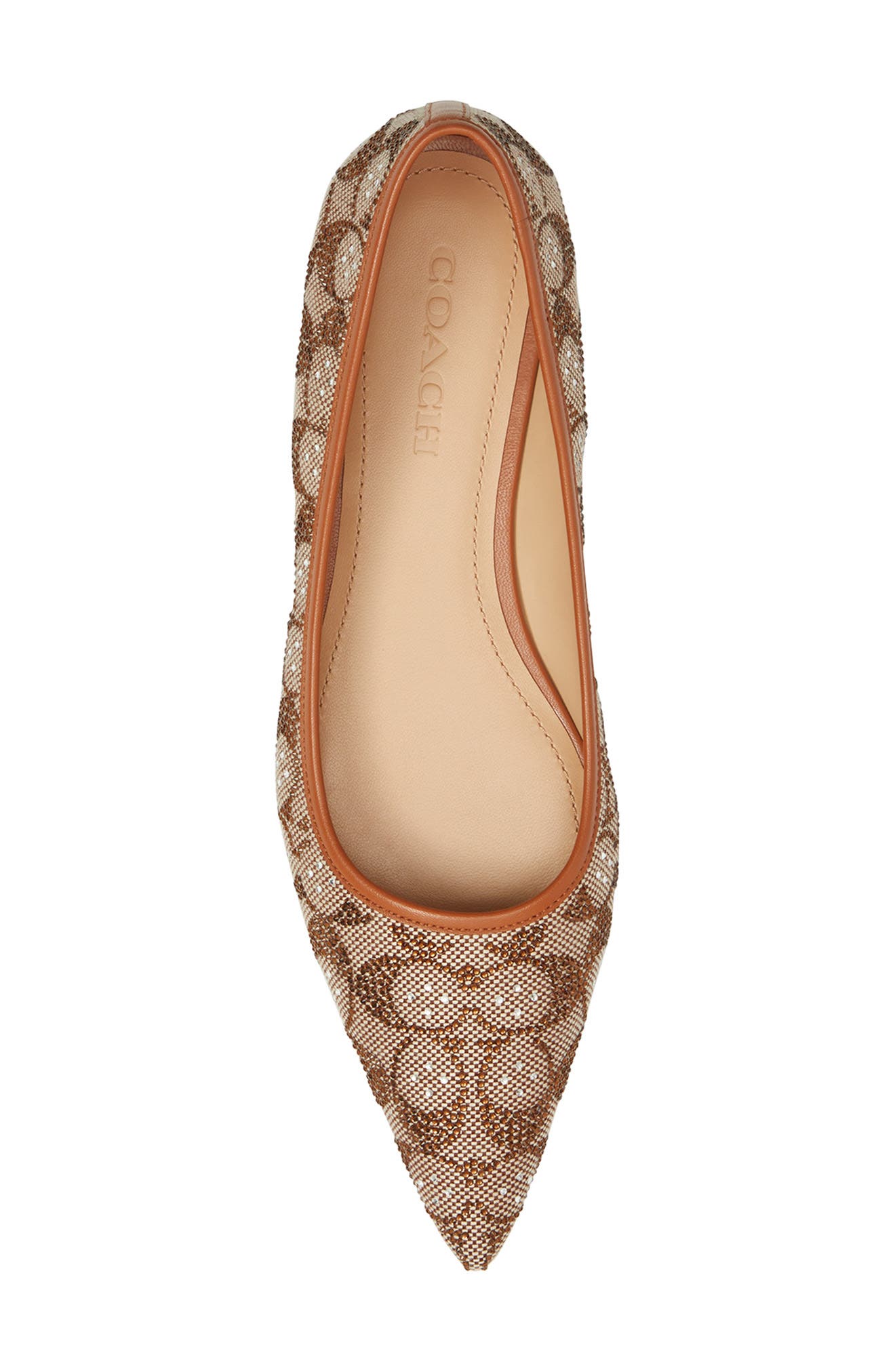 COACH Daphne Crystal Signature Jacquard Pointed Toe Flat, Alternate, color, 
