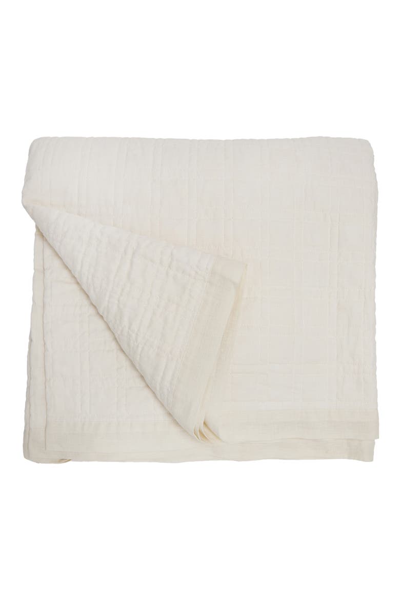 Owen Quilted Linen Coverlet, Main, color, CREAM