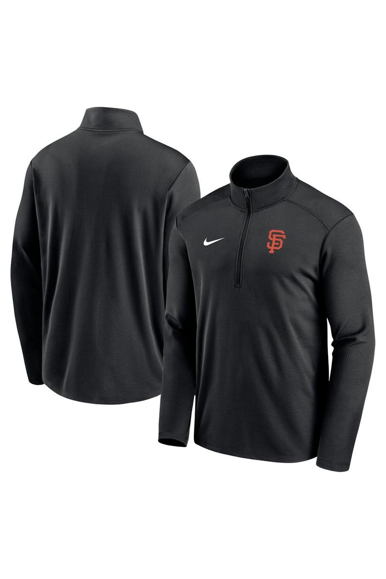 Men's Nike Black San Francisco Giants Agility Pacer Lightweight Performance Half-Zip Top, Main, color, Black