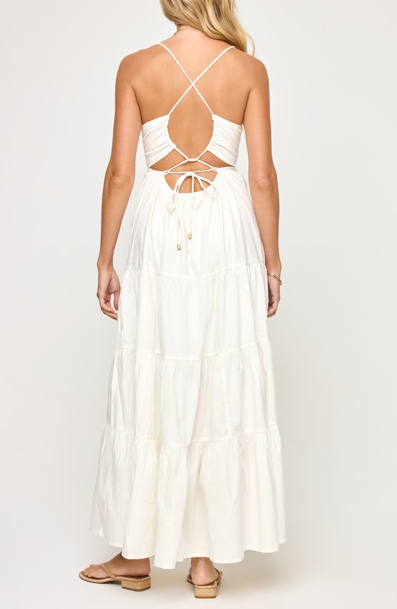 LSPACE Laina Tiered Cotton Poplin Cover-Up Maxi Dress, Alternate, color, Cream