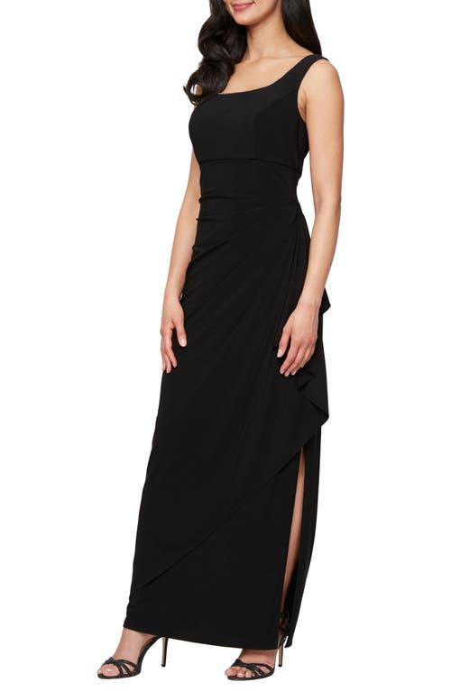 Alex Evenings Foil Piping Sleeveless Maxi Cocktail Dress With Jacket In Black
