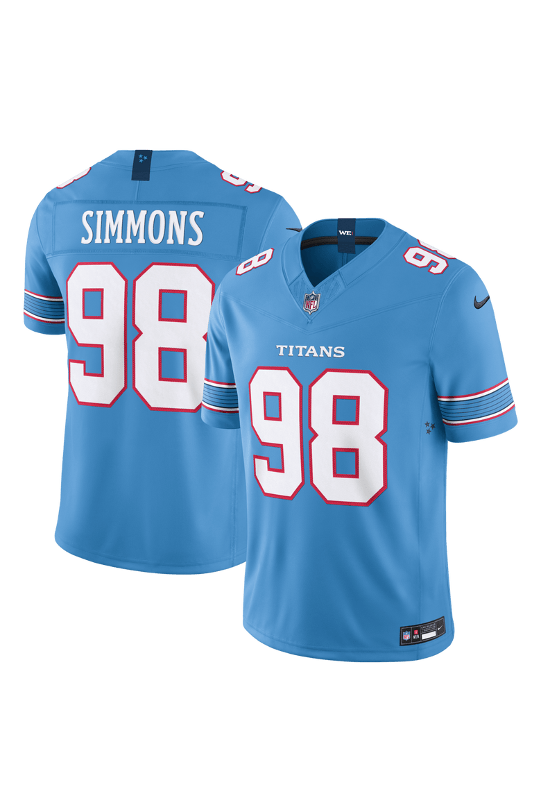 Men's Nike Jeffery Simmons Light Blue Tennessee Titans Vapor F.U.S.E. Stitched Limited Jersey, Main, color, Light Blue