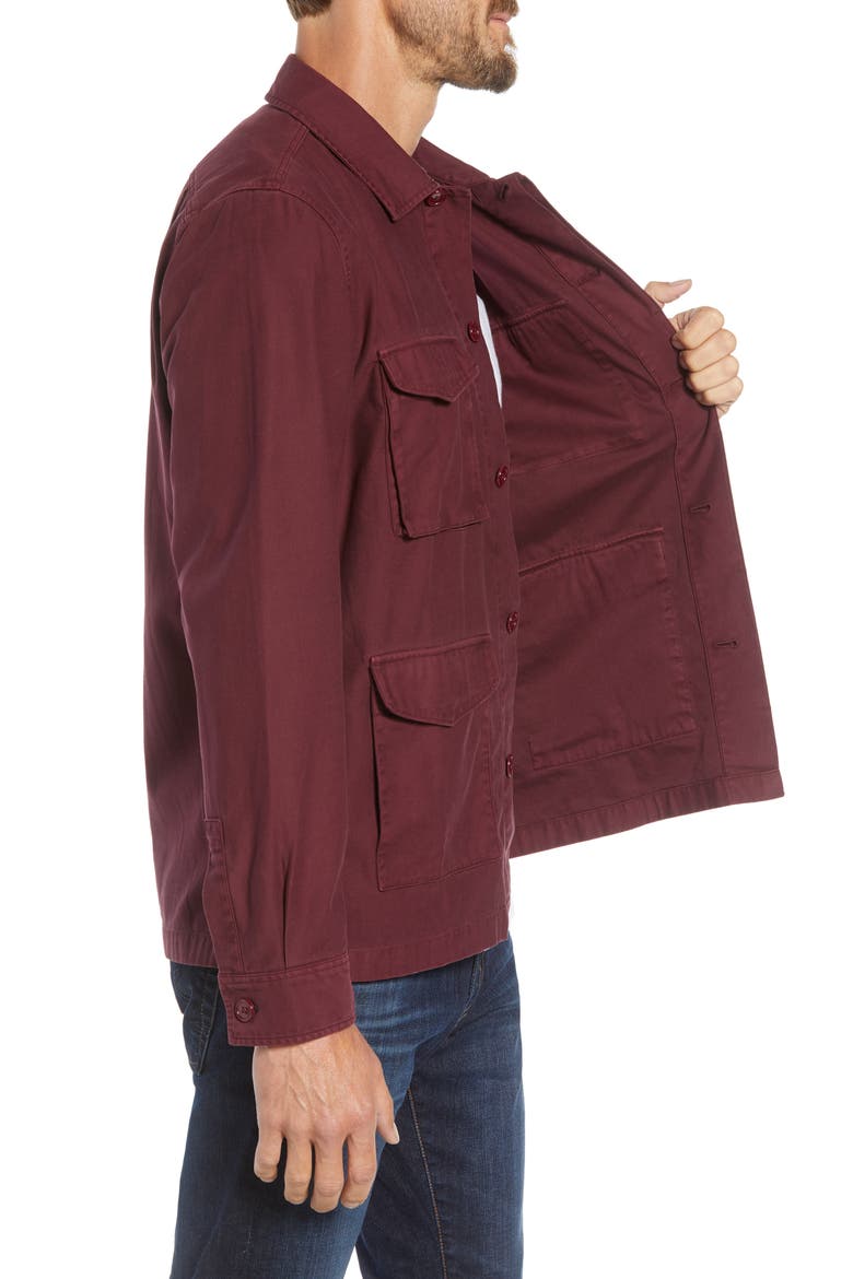 Four-Pocket Slim Fit Military Jacket, Alternate, color, BURGUNDY