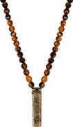 Karma and Luck Men's Tiger’s Eye Onyx Bronze Pendant Beaded Necklace Fearless Spirit