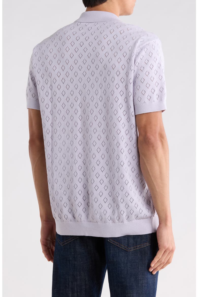 Pointelle Knit Johnny Collar Polo, Alternate, color, LAVENDAR BLUE