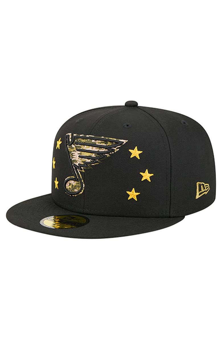 New Era Men's New Era  Black St. Louis Blues Military Appreciation Digital Camo Stars 59FIFTY Fitted Hat, Alternate, color, Black