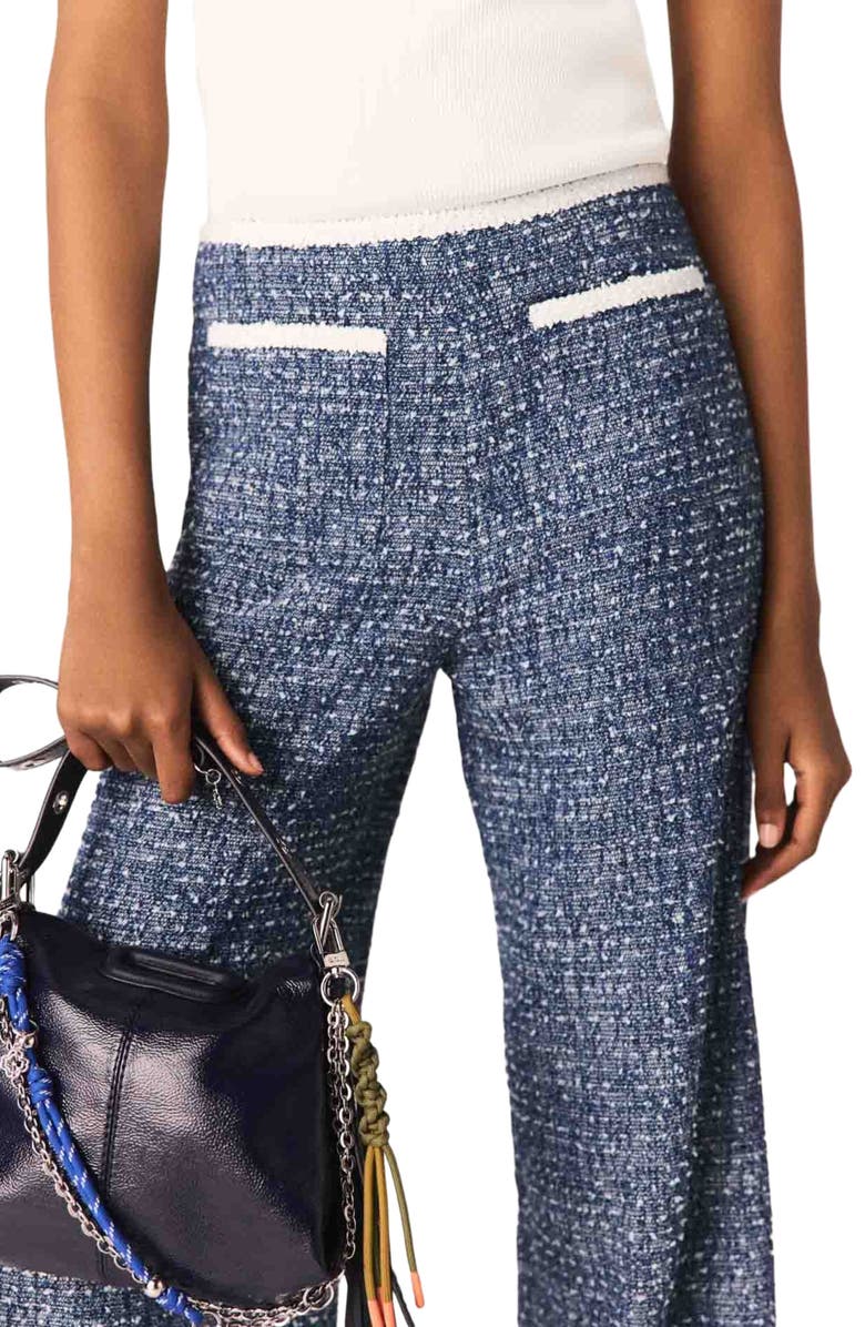 maje Tweed trousers, Alternate, color, Navy