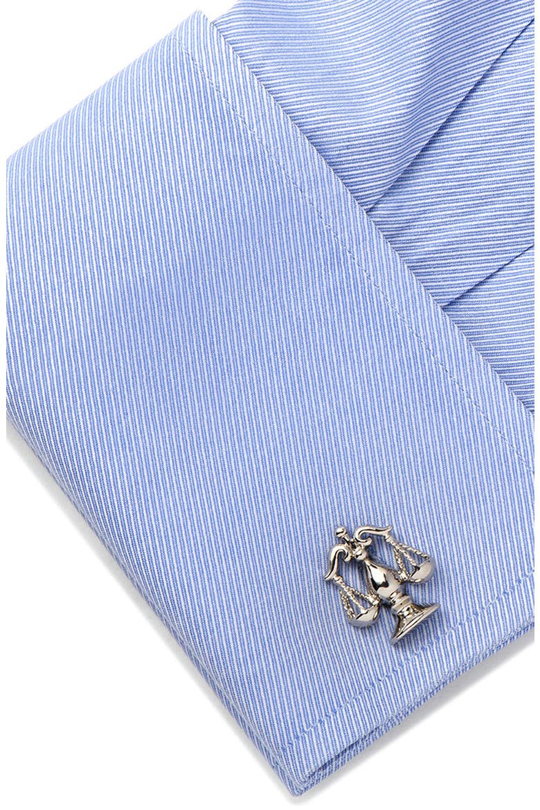 Scales Of Justice Cuff Links, Alternate, color, SILVER