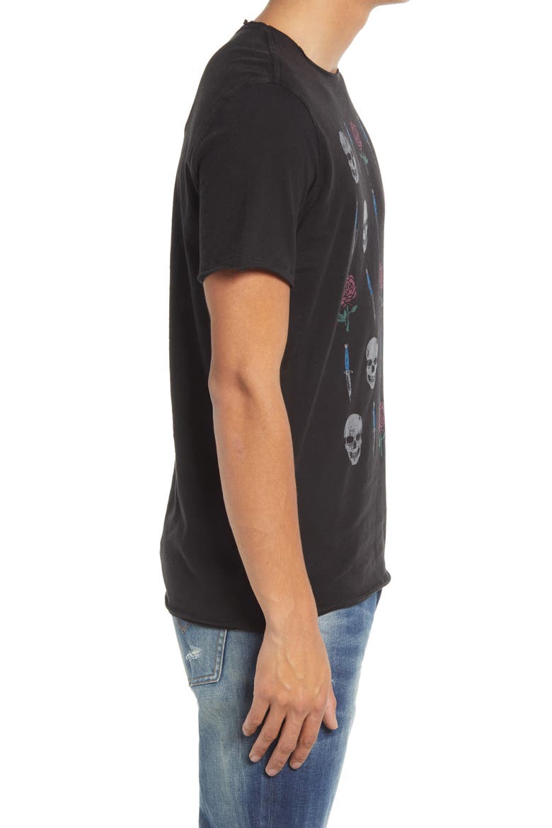 Raw Edge Vintage Wash Graphic Tee, Alternate, color, BLACK