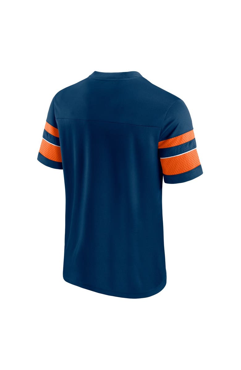 FANATICS Men's Fanatics Branded Navy Chicago Bears Textured Throwback Hashmark V-Neck T-Shirt, Alternate, color, 
