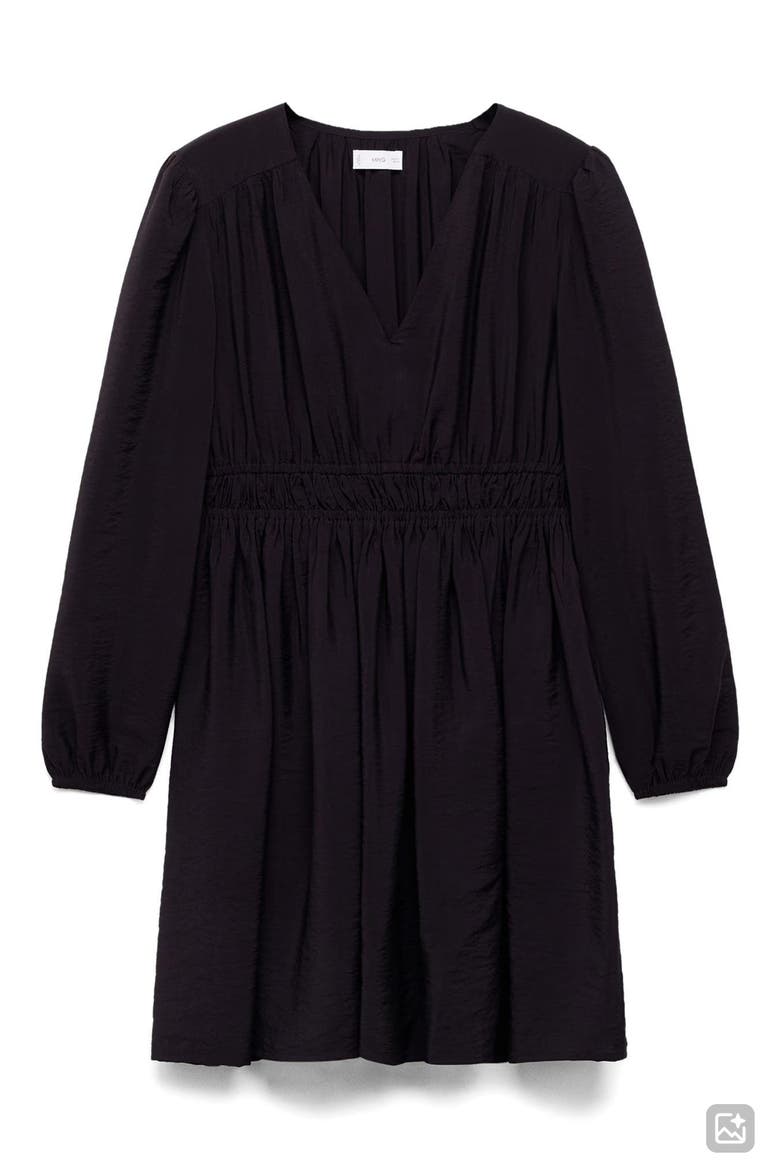 Smocked Waist Long Sleeve Dress, Main, color, NAVY