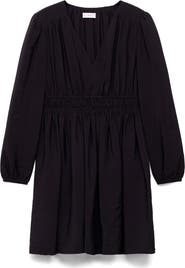 MANGO TEEN Smocked Waist Long Sleeve Dress