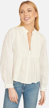 Yumi Pleated Cotton Bib Shirt