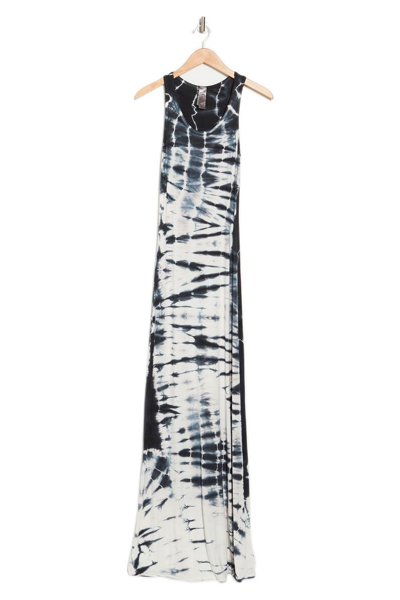 Washed Tie Dye Maxi Dress, Alternate, color, BLACK BLUE OVAL CIRCLES
