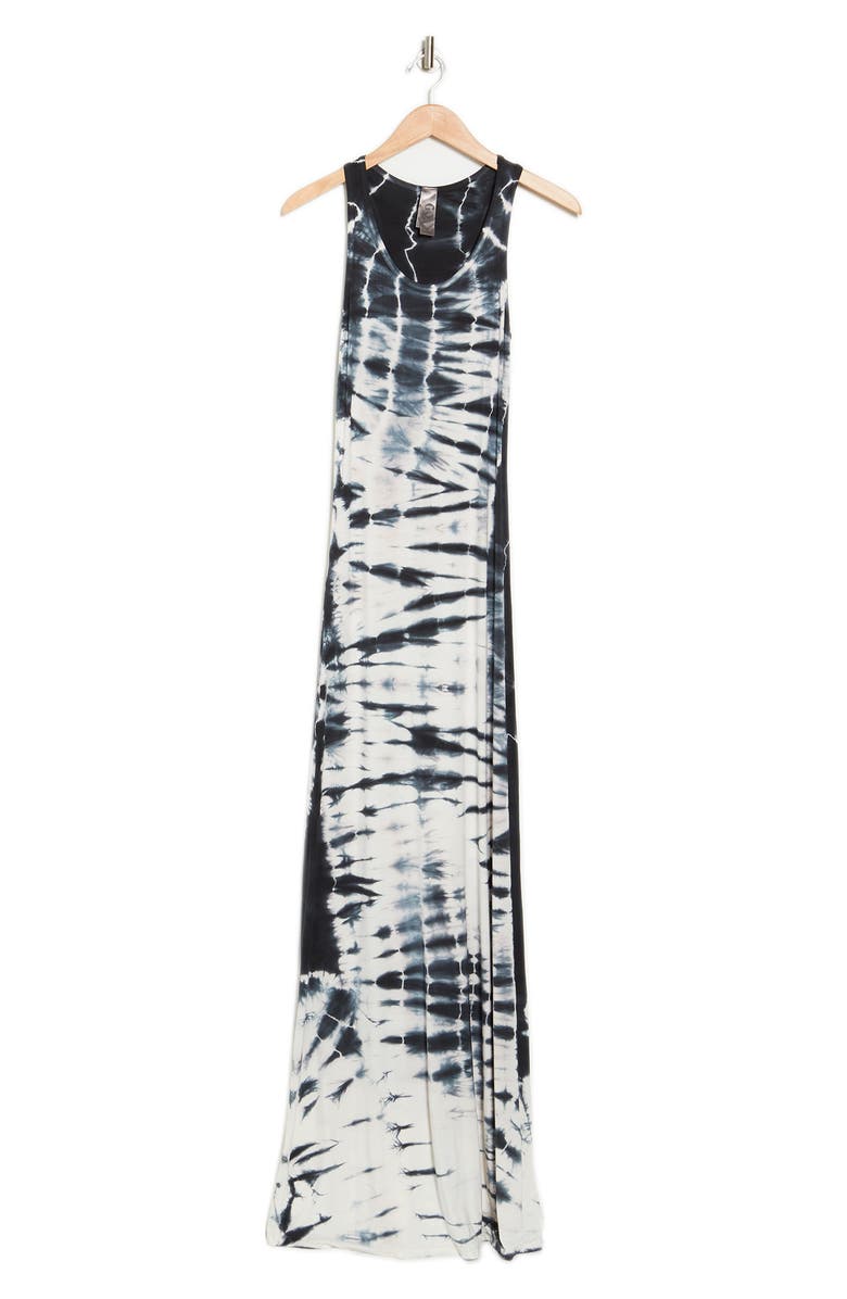 GO COUTURE Washed Tie Dye Maxi Dress, Alternate, color, Black Blue Oval Circles